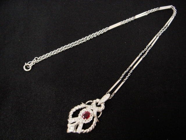 豪華★プラチナPt1000★大粒天然ルビー0.47ct×天然ダイヤ0.31ct 41cmペンダント ネックレス!!総重量11.9g☆・Pt1000・ct刻印★清掃済