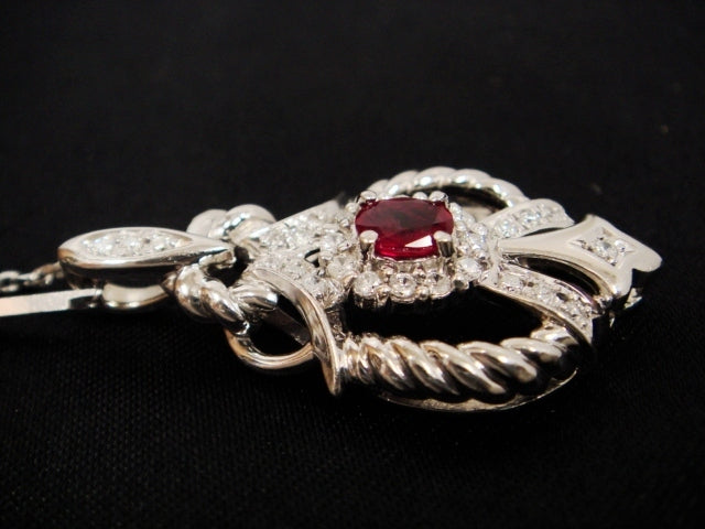 豪華★プラチナPt1000★大粒天然ルビー0.47ct×天然ダイヤ0.31ct 41cmペンダント ネックレス!!総重量11.9g☆・Pt1000・ct刻印★清掃済