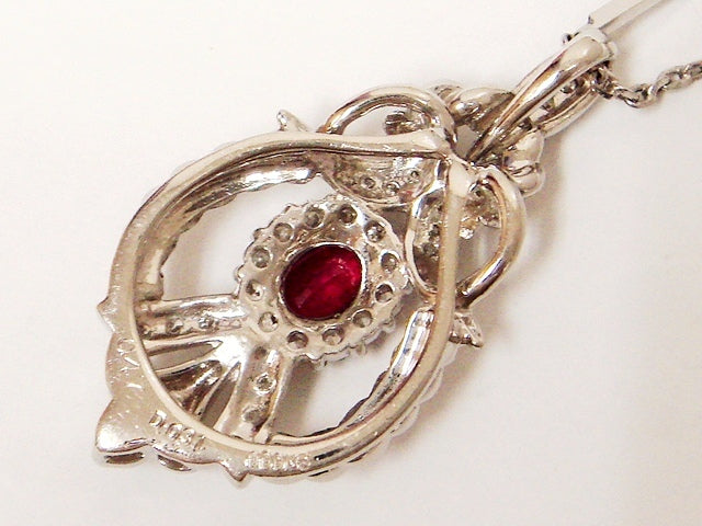 豪華★プラチナPt1000★大粒天然ルビー0.47ct×天然ダイヤ0.31ct 41cmペンダント ネックレス!!総重量11.9g☆・Pt1000・ct刻印★清掃済
