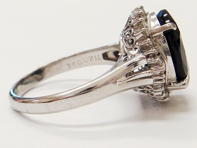 豪華!!マキ・プラチナ製!!大粒天然サファイヤ 7.14ct&天然ダイヤモンド リング・指輪★総重量8.3g☆16号☆Pt900・714・0.34刻印 清掃済