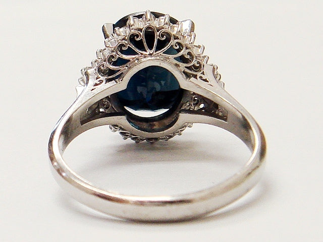 豪華!!マキ・プラチナ製!!大粒天然サファイヤ 7.14ct&天然ダイヤモンド リング・指輪★総重量8.3g☆16号☆Pt900・714・0.34刻印 清掃済