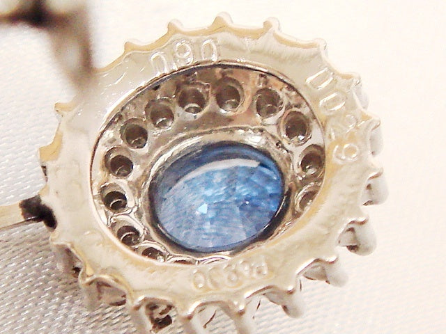 豪華!!総重量8.4g☆プラチナ900★天然サファイヤ0.90ct×天然ダイヤ0.29ct★ボリューム取巻きイヤリング★Pt900・カラット刻印有★清掃済