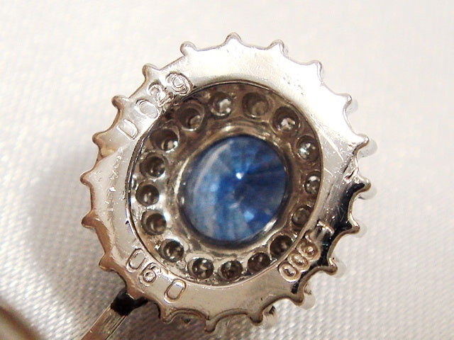 豪華!!総重量8.4g☆プラチナ900★天然サファイヤ0.90ct×天然ダイヤ0.29ct★ボリューム取巻きイヤリング★Pt900・カラット刻印有★清掃済