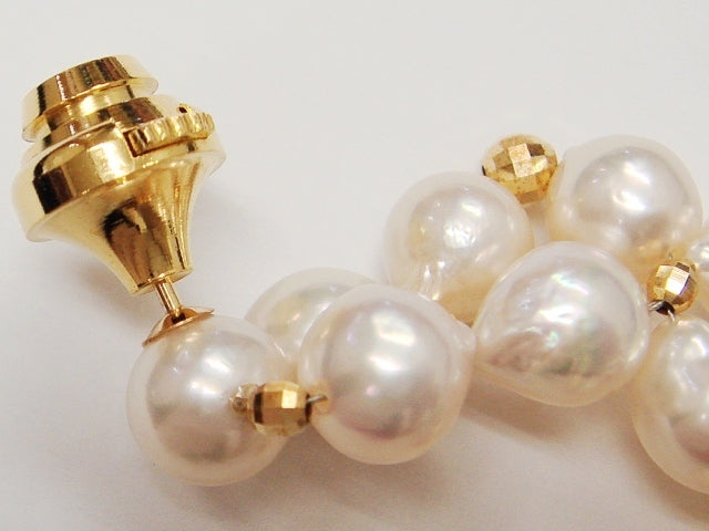 豪華!!18金☆アコヤ真珠ピンブローチ タイタック☆留め具なし本体重量14.1g☆K18刻印有☆清掃済み