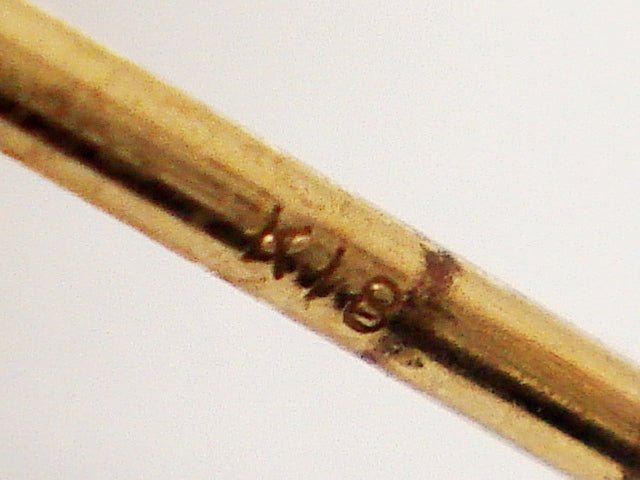 豪華!!18金☆アコヤ真珠ピンブローチ タイタック☆留め具なし本体重量14.1g☆K18刻印有☆清掃済み
