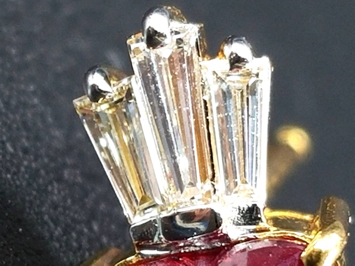 豪華!!18金★高級感有り!!天然ルビー&天然ダイヤ★ピアス★総重量3.4g★K18刻印有★清掃済☆サイズ表記有