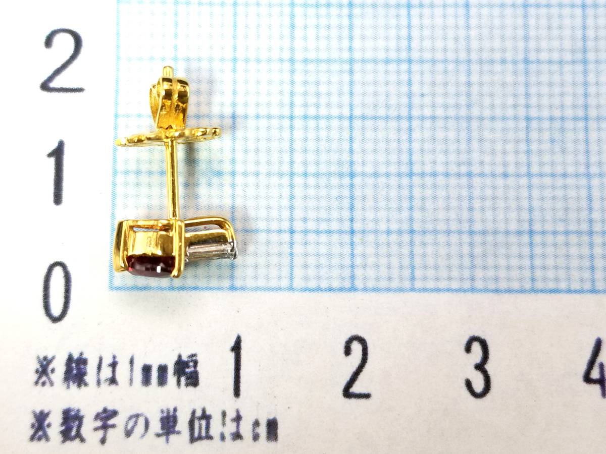 豪華!!18金★高級感有り!!天然ルビー&天然ダイヤ★ピアス★総重量3.4g★K18刻印有★清掃済☆サイズ表記有