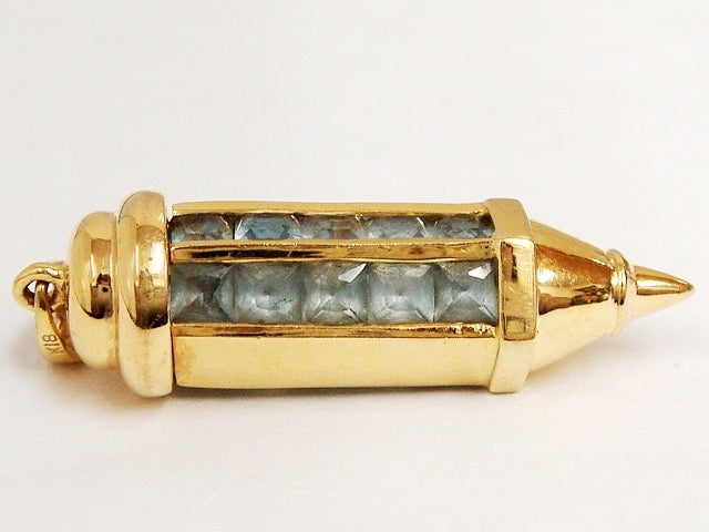重量感!!豪華☆18金★天然ブルートパーズ25石 4.86ct エメラルドカット ペンダントトップ★総重量8.2g★K18・486刻印有☆清掃済