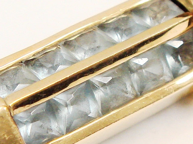 重量感!!豪華☆18金★天然ブルートパーズ25石 4.86ct エメラルドカット ペンダントトップ★総重量8.2g★K18・486刻印有☆清掃済