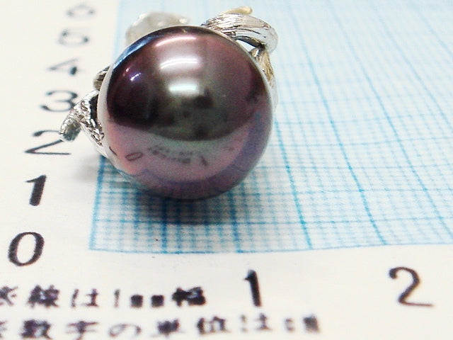 豪華★14金★天然ダイヤモンド付き!!大粒南洋真珠ペンダントトップ★総重量8.6g★K14WG・0.08刻印有☆12.6~15.0mm珠★清掃済