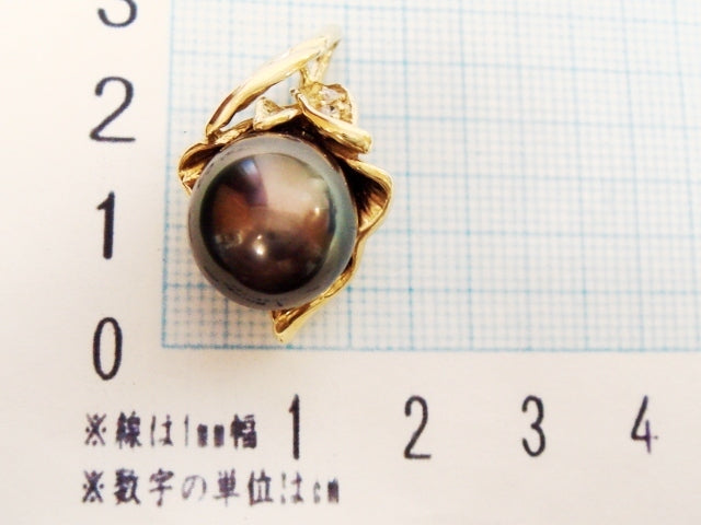豪華!!18金★大粒黒蝶真珠★約12.5mm珠★天然ダイヤ0.03ct付☆ペンダントトップ★総重量9.3g★清掃済★K18・0.03刻印