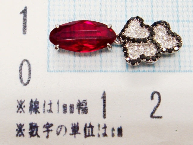 豪華!!18金★大粒天然ルビー&!天然ダイヤモンド☆ペンダントトップ重量2.3g☆K18・750・D0.15・0.17刻印有☆マーキス&ハート★清掃済み