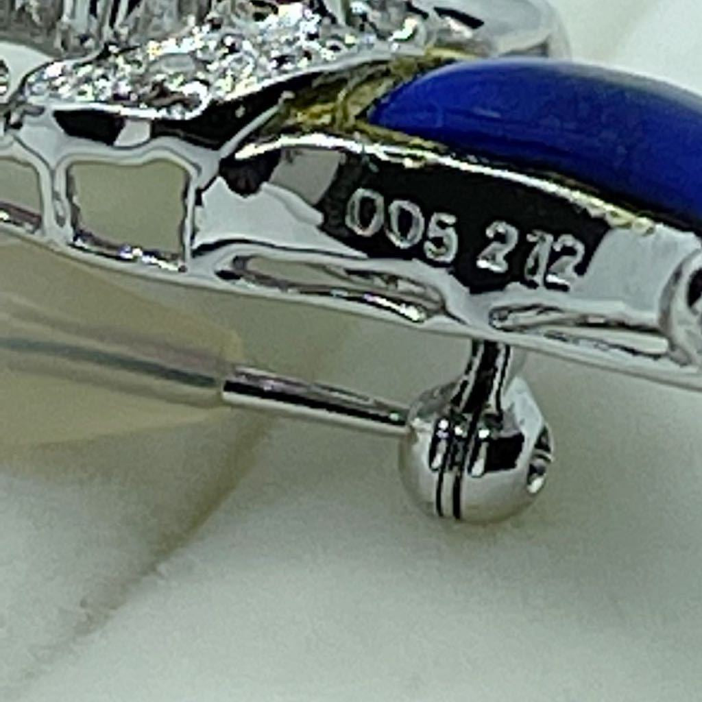 素敵!!18金WG 0.05ctダイヤ 2.72ctラピス 花束 ペンダントトップ ブローチ使いも可能 8.6g K18刻印 清掃仕上げ済 サイズ表記有