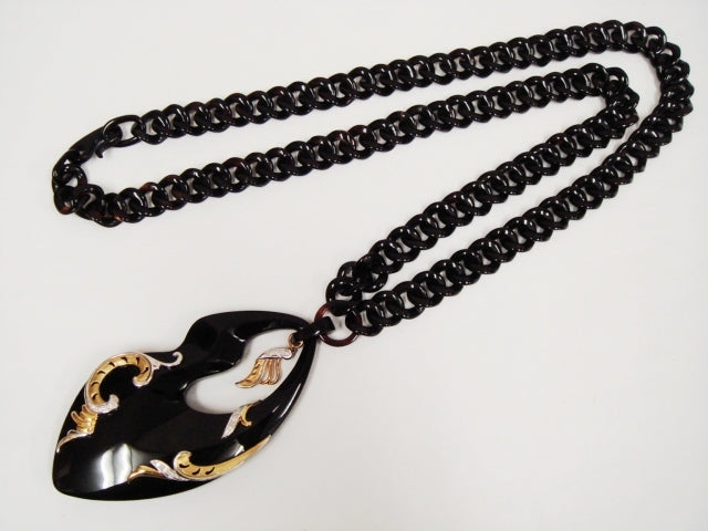 豪華!!18金×プラチナ900!!本鼈甲&天然ダイヤモンド0.13ct★ロングネックレス★約32.0g・長さ61cm★K18・Pt900・0.13刻印有★清掃済