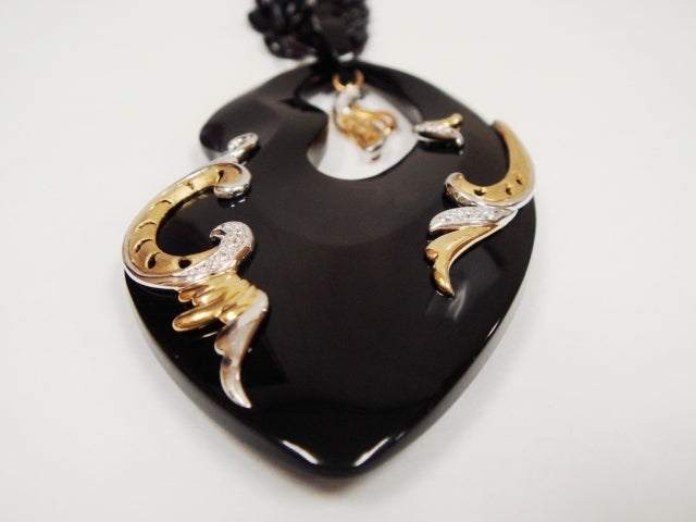豪華!!18金×プラチナ900!!本鼈甲&天然ダイヤモンド0.13ct★ロングネックレス★約32.0g・長さ61cm★K18・Pt900・0.13刻印有★清掃済