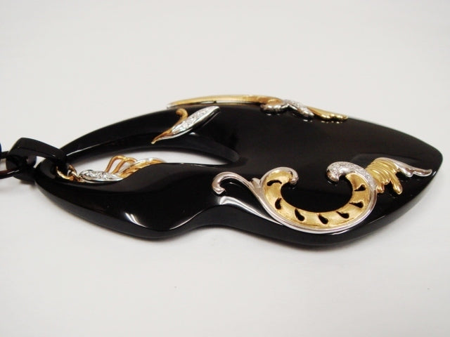 豪華!!18金×プラチナ900!!本鼈甲&天然ダイヤモンド0.13ct★ロングネックレス★約32.0g・長さ61cm★K18・Pt900・0.13刻印有★清掃済