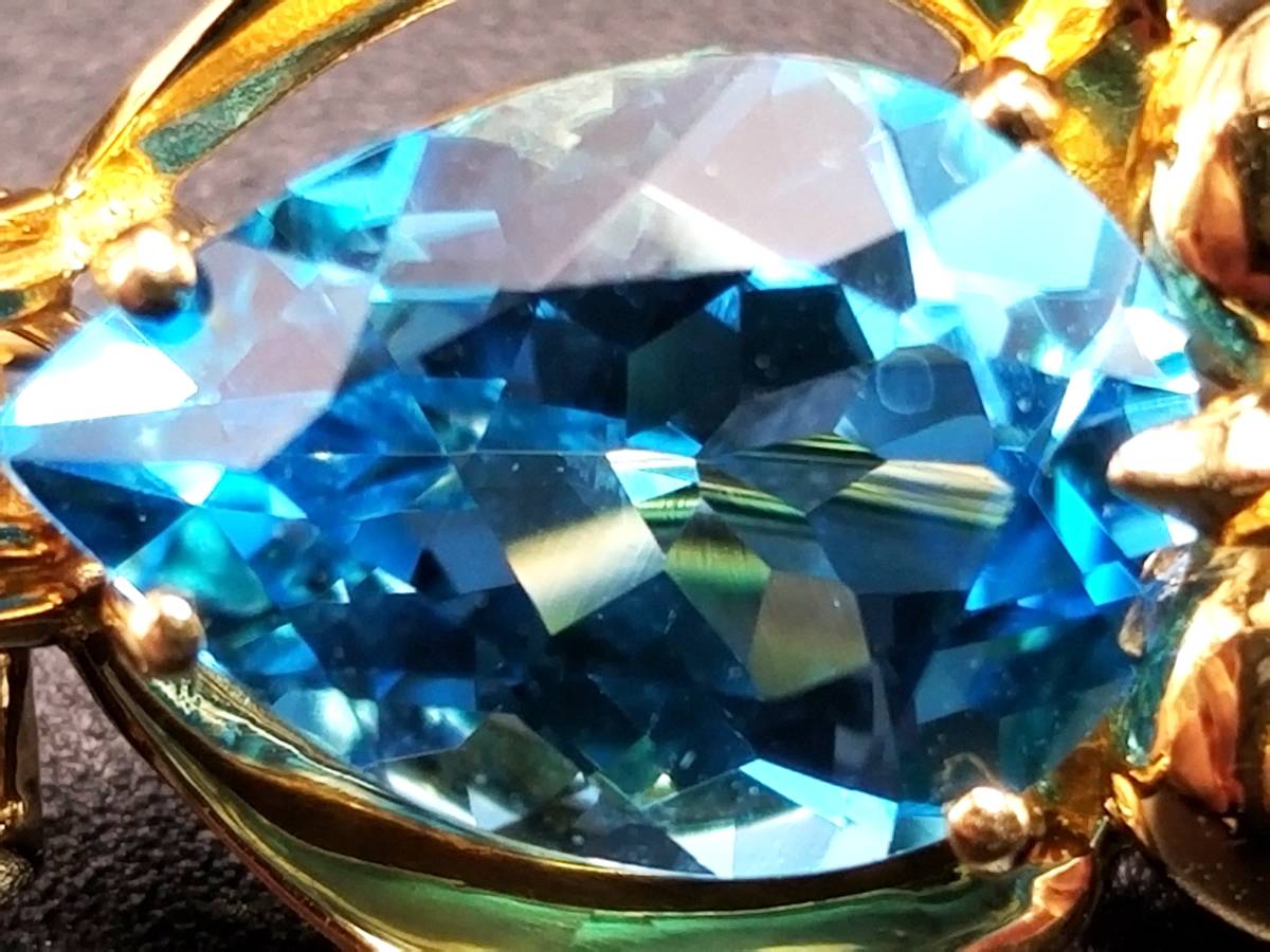 豪華!!18金☆ブローチ&ペンダントトップ☆大粒ブルトパ・ダイヤ・ルビー★金具込約5.2g★K18・0.01・0.16刻印・サイズ表記★清掃済