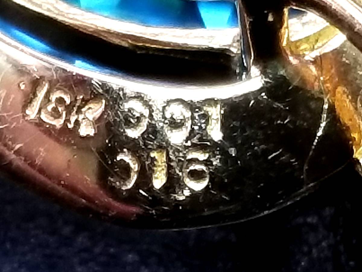 豪華!!18金☆ブローチ&ペンダントトップ☆大粒ブルトパ・ダイヤ・ルビー★金具込約5.2g★K18・0.01・0.16刻印・サイズ表記★清掃済