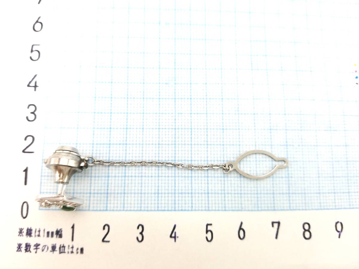 豪華!!プラチナ★鑑別カード付★天然翡翠×天然ダイヤモンド★ピンブローチ・タイタック★留め具無し2.0g★Pm刻印有★清掃済★サイズ表記