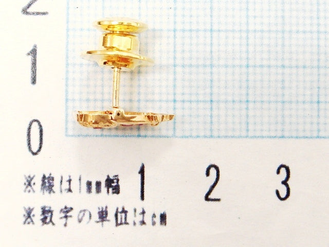 豪華!!18金!!天然ルビー フクロウデザイン ピンブローチ・タイタック!!留め具なし重量1.3g★K18刻印・清掃済