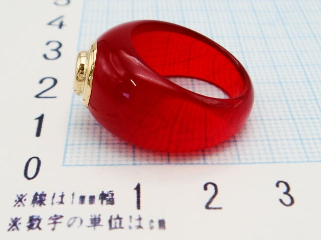豪華!!18金 キュービックジルコニア アクリル ボリュームリング・指輪!!★K18刻印有り★15号★総重量3.4g★清掃済み
