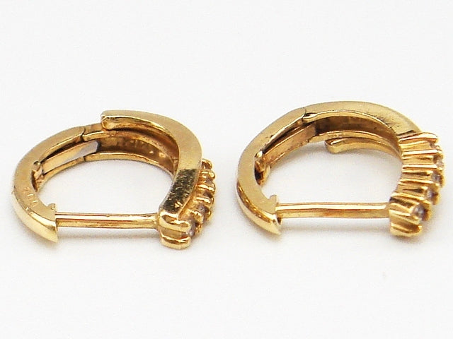 豪華!!18金★天然ダイヤモンド ワンタッチフープピアス★総重量2.2g★K18/0.04刻印有り☆合計0.08ct☆ダイヤチェック&清掃済