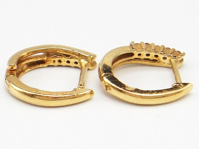 豪華!!18金★天然ダイヤモンド ワンタッチフープピアス★総重量2.2g★K18/0.04刻印有り☆合計0.08ct☆ダイヤチェック&清掃済