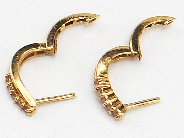 豪華!!18金★天然ダイヤモンド ワンタッチフープピアス★総重量2.2g★K18/0.04刻印有り☆合計0.08ct☆ダイヤチェック&清掃済