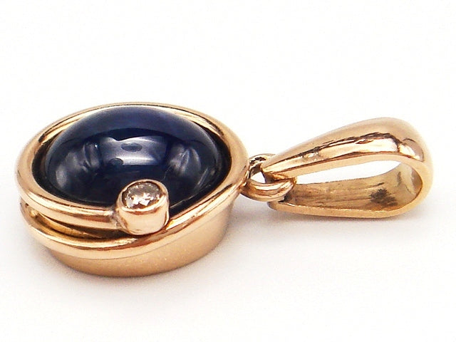 豪華!!18金☆天然ブルーサファイヤ 天然ダイヤモンド付ペンダントトップ☆総重量3.6g・K18刻印有!!中石約8×10㎜/ダイヤ約2㎜・清掃済