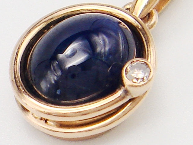 豪華!!18金☆天然ブルーサファイヤ 天然ダイヤモンド付ペンダントトップ☆総重量3.6g・K18刻印有!!中石約8×10㎜/ダイヤ約2㎜・清掃済