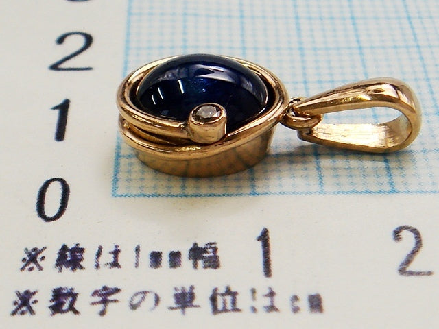 豪華!!18金☆天然ブルーサファイヤ 天然ダイヤモンド付ペンダントトップ☆総重量3.6g・K18刻印有!!中石約8×10㎜/ダイヤ約2㎜・清掃済