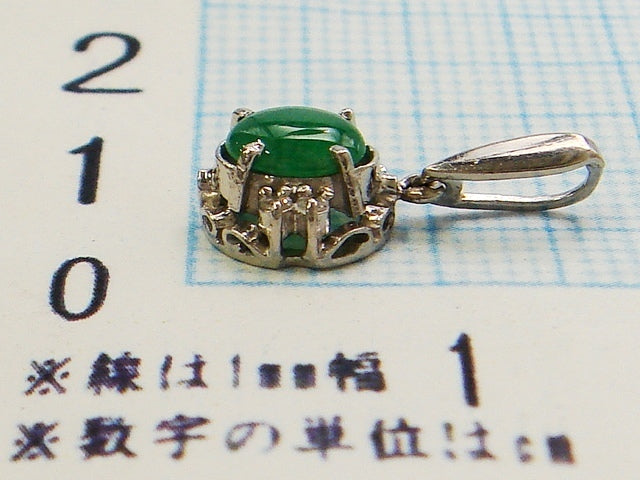 豪華!!プラチナ☆天然ダイヤモンド付グリーンカラーストーン ペンダントトップ★総重量1.1g☆Pt900・Pt850刻印★ダイヤチェック・清掃済