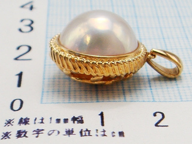 豪華!!田崎真珠★18金★大粒 マベパール 直径約14.6mm ペンダントトップ★総重量7.7g★ブランドマーク・K18刻印有り★サイズ表記★清掃済