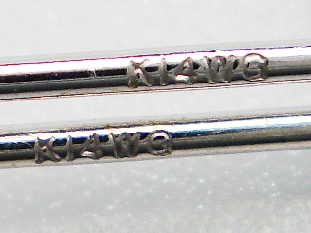豪華!!14金ホワイトゴールド☆天然アイオライト フープデザイン ワンタッチピアス☆総重量0.8g★6石×2★K14WG刻印有★清掃済み