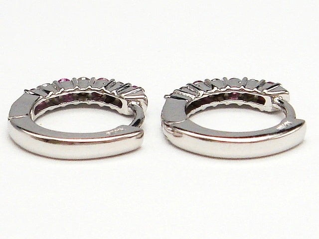 豪華!!14金ホワイトゴールド!!天然ダイヤモンド ピンクトパーズ ピアス★総重量2.2g・0.12ct★K14WG・0.06刻印有★ダイヤチェック・清掃済