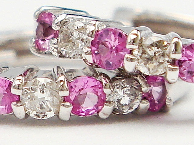 豪華!!14金ホワイトゴールド!!天然ダイヤモンド ピンクトパーズ ピアス★総重量2.2g・0.12ct★K14WG・0.06刻印有★ダイヤチェック・清掃済