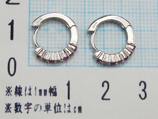 豪華!!14金ホワイトゴールド!!天然ダイヤモンド ピンクトパーズ ピアス★総重量2.2g・0.12ct★K14WG・0.06刻印有★ダイヤチェック・清掃済