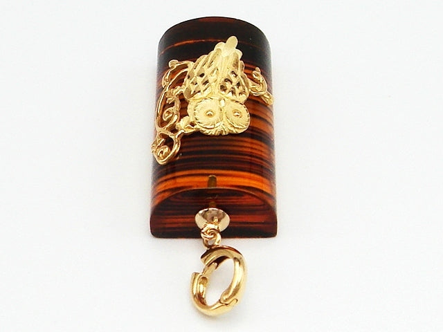 豪華!!大粒!!18金 琥珀・アンバー フクロウ付ペンダントトップ★総重量7.3g・サイズ約32×16mm★K18刻印有★サイズ表記有り★清掃済み