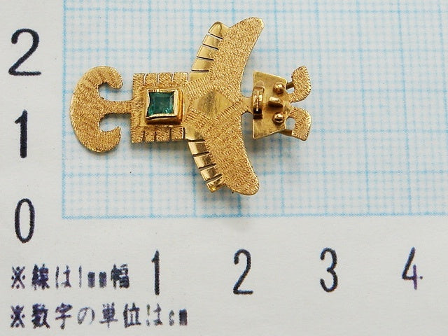 豪華!!18金!!天然エメラルド付ペンダントトップ★重量2.4g★18K刻印有り★ブローチとしても使用可能!!石3mmスクエア★清掃済み