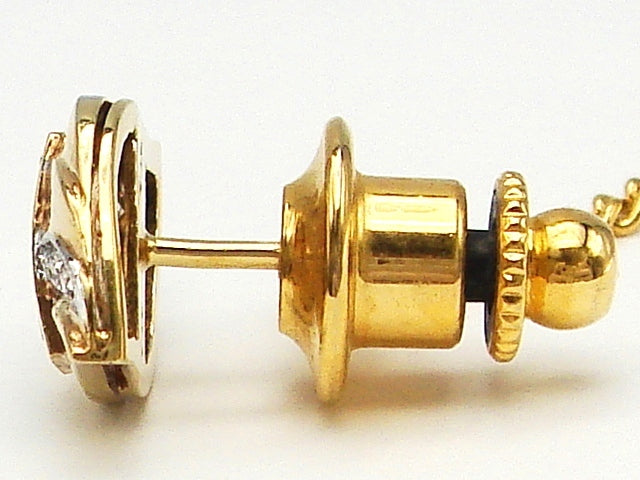 豪華!!18金★天然ダイヤモンド・サファイア★ピンブローチ・タイタック★留め具無し重量1.8g★750刻印有り★ダイヤチェック済み☆清掃済み