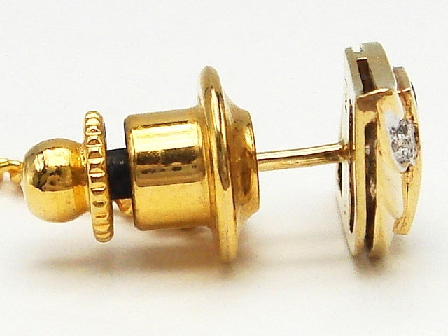 豪華!!18金★天然ダイヤモンド・サファイア★ピンブローチ・タイタック★留め具無し重量1.8g★750刻印有り★ダイヤチェック済み☆清掃済み