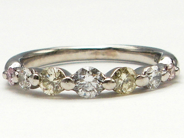 豪華!!プラチナ製!!☆天然カラーダイヤモンド 0.57ct リング・指輪!!★総重量3.9g☆11号★Pt900・0.57刻印☆ダイヤチェック済み★清掃済