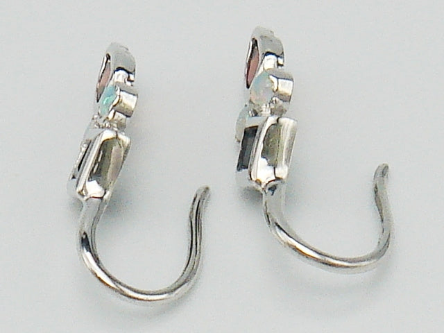 豪華!!14金ホワイトゴールド★天然オパール×カラーストーン ピアス★総重量1.9g★K14WG刻印有★清掃済