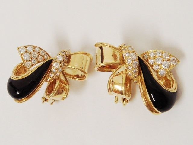 豪華!!18金☆ジバンシイ☆天然ダイヤ2.00ct★リボンイヤリング★総重量13.4g★ホールマーク・1.00・ブランド刻印有★清掃済☆サイズ表